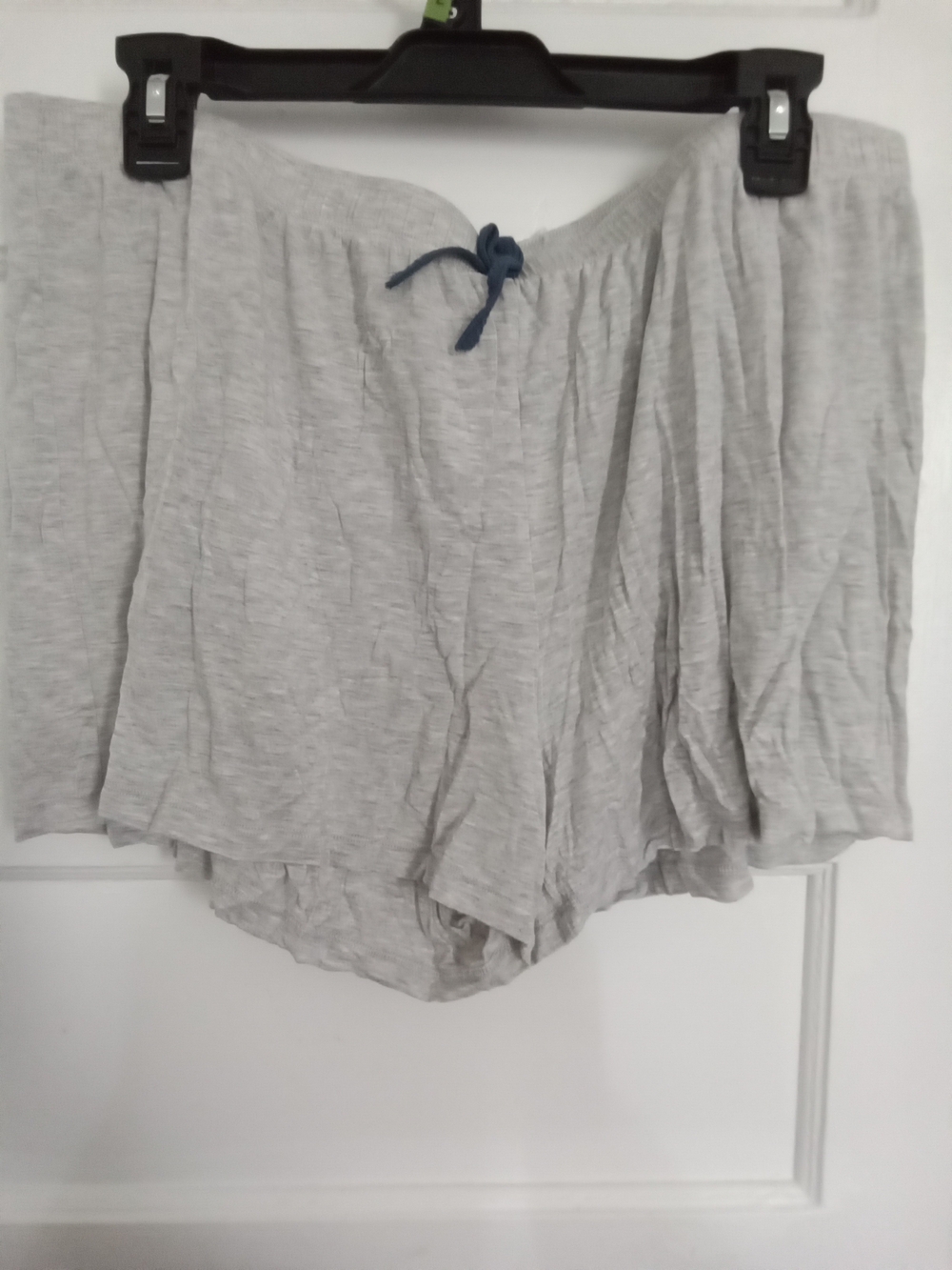 Women's Light Gray Lounge Shorts with Navy Drawstring